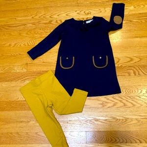 2T Hope and Henry Navy dress with mustard pants
